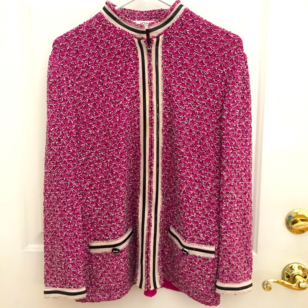 12 St.John  collection tweed zip jacket
